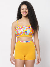 CUKOO Padded Yellow Printed Swimwear