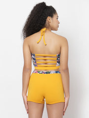 CUKOO Padded Yellow Printed Swimwear