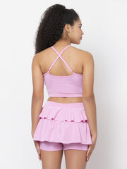 CUKOO Padded Purple Two piece Skirtini Swimwear