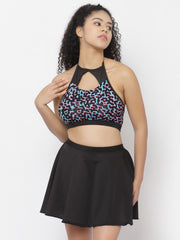 CUKOO Padded Black Two piece Skirtini Swimwear