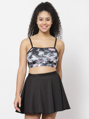 CUKOO Padded Black Two piece Skirtini Swimwear