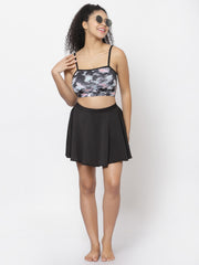 CUKOO Padded Black Two piece Skirtini Swimwear