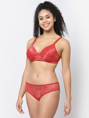 CUKOO Lacy Red Lingerie Set