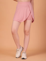 Women’s Beige High Waist Skirt with Built-in Shorts & Hidden Pocket – Stretch, Breathable & Anti-Chafe