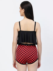 CUKOO Padded Red Polka Dot Two piece Tankini Swimwear