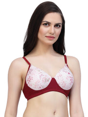 CUKOO Lightly Padded Red Floral Printed Everyday Bra