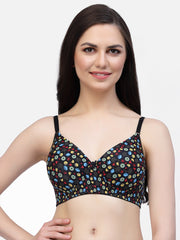 CUKOO Lightly Padded Black Printed Everyday Bra
