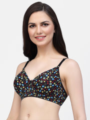 CUKOO Lightly Padded Black Printed Everyday Bra
