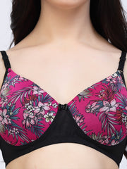 CUKOO Lightly Padded Pink Floral Printed Everyday Bra