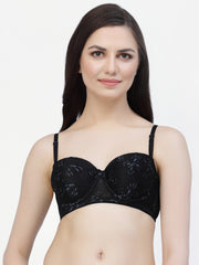 CUKOO Lightly Padded Black Lacy Everyday Bra