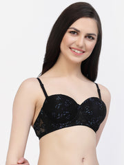 CUKOO Lightly Padded Black Lacy Everyday Bra