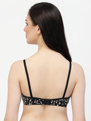 CUKOO Lightly Padded Black Printed Everyday Bra