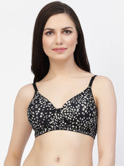 CUKOO Lightly Padded Black Printed Everyday Bra