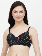 CUKOO Lightly Padded Black Printed Everyday Bra