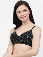 CUKOO Lightly Padded Black Printed Everyday Bra