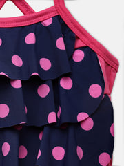 CUKOO Girls Solid Purple Printed Ruffled 2 PC Swim suit set (kids Swimsuit)