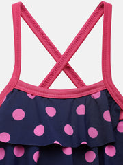 CUKOO Girls Solid Purple Printed Ruffled 2 PC Swim suit set (kids Swimsuit)