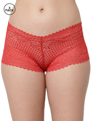 CUKOO Pack of 3 Lacy Red Panty