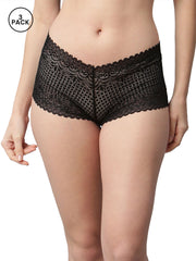 CUKOO Pack of 3 Lacy Black Panty