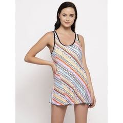 Cukoo Padded Swimwear: Single Piece Oval Print Black Border Swimsuit with 3-inch Shorts for Women - Cukoo