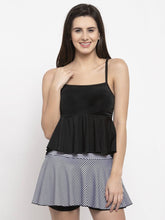 Cukoo Women Black Nylon Padded Two Piece Swimwear/ Swimming Costume/Tankini for women - Cukoo