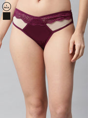 CUKOO Women Pack Of 2 Lacy Panty