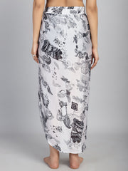 White Tropical Print cover up Sarong