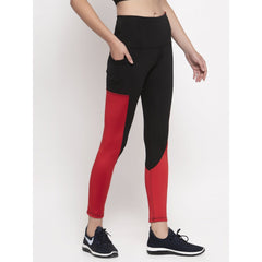 Cukoo Solid Black and Red Workout/Gym/ Yoga Track Pants for Women - Cukoo