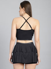 CUKOO Padded Black Polka Dot Skirtini Swimwear