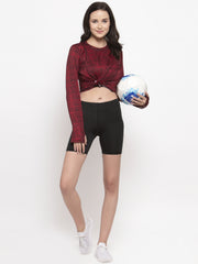 Cukoo Solid Black lycra stretchable shorts for Women Nylon and Spandex Mix Comfort Fit - Cukoo