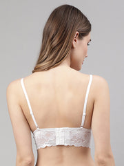 CUKOO Women White Nylon Non-Wired Lace Bra - Cukoo