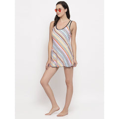 Cukoo Padded Swimwear: Single Piece Oval Print Black Border Swimsuit with 3-inch Shorts for Women - Cukoo