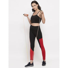 Cukoo Solid Black and Red Workout/Gym/ Yoga Track Pants for Women - Cukoo