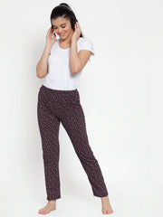 Cukoo Comfy: Black Floral Night Pyjama with Strechable Fabric for Women - Cukoo