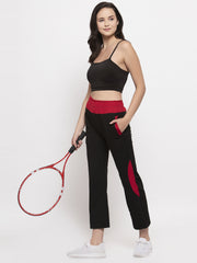Cukoo Comfy: Black & Red All Day/Night Winter Pajama/Warm Track Pants for Women - Cukoo