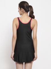 Cukoo Padded Swimwear: Single Piece Black with Pink Border On Top Swim Suit for Women - Cukoo