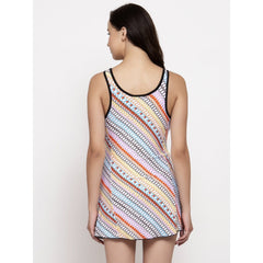 Cukoo Padded Swimwear: Single Piece Oval Print Black Border Swimsuit with 3-inch Shorts for Women - Cukoo