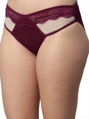 CUKOO Pack of 3 Lacy Burgundy Panty