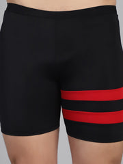 CUKOO Men Black Red Stripes Swim Bottoms