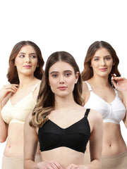 CUKOO Pack of 3 Pure Cotton Bra