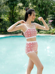 CUKOO Padded WhitePrinted Two piece Tankini Swimwear