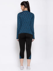 CUKOO Two piece Blue full sleeves Top and Black track pants with zip pocket Gym wear - Cukoo