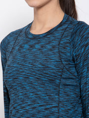 CUKOO Two piece Blue full sleeves Top and Black track pants with zip pocket Gym wear - Cukoo