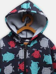 CUKOO Kids Little Monster Printed Black Jacket - Cukoo