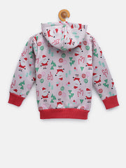 CUKOO Kids Xmas Santa Printed Grey Jacket - Cukoo