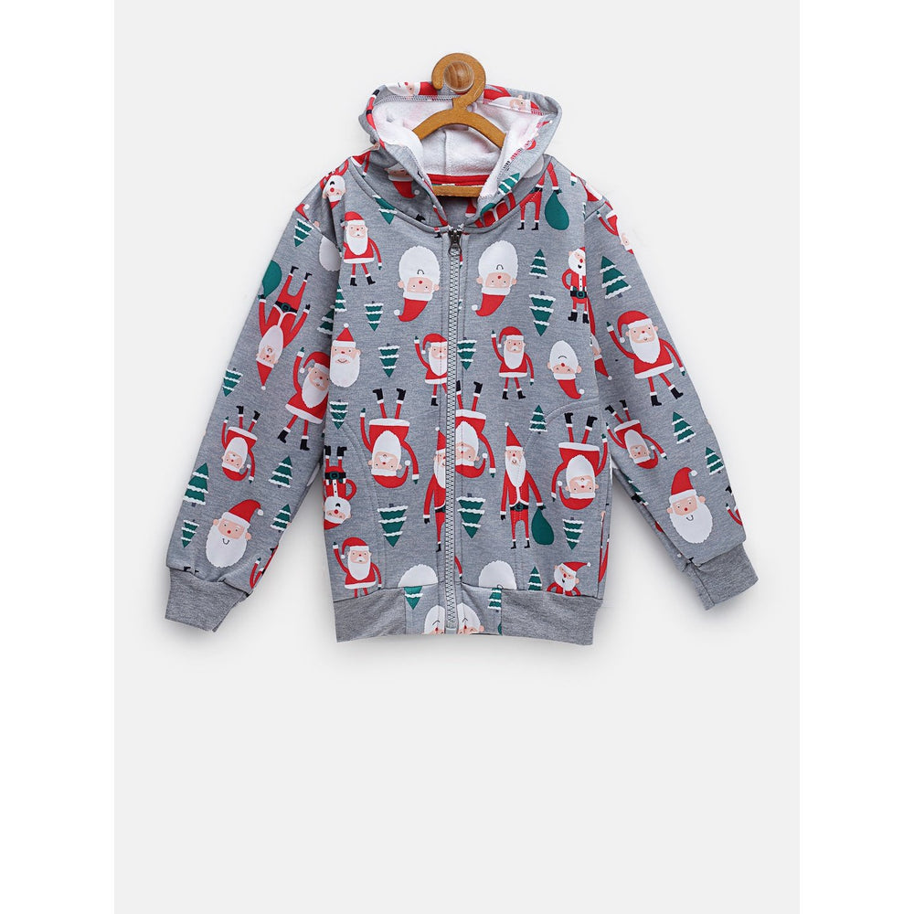 CUKOO Kids Christmas Santa Printed Grey Jacket - Cukoo