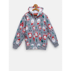 CUKOO Kids Christmas Santa Printed Grey Jacket - Cukoo