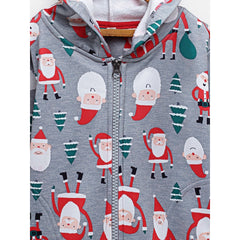 CUKOO Kids Christmas Santa Printed Grey Jacket - Cukoo