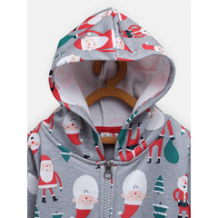 CUKOO Kids Christmas Santa Printed Grey Jacket - Cukoo