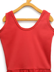 CUKOO Kids-Girls Red Solid Kids Swimsuit with Attached Shorts - Cukoo